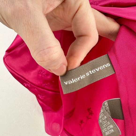 Vtg Valerie Stevens Satin Camisole Top Women M Pink Square‎ Neck Pullover Floral - Picture 6 of 8